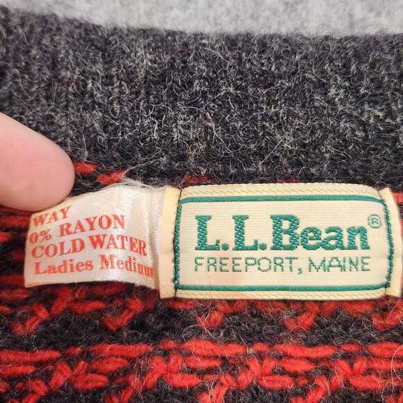 Vintage LL Bean Sweater Womens Medium Birdseye Wool Knit Cardigan Norway 90s - Picture 8 of 14